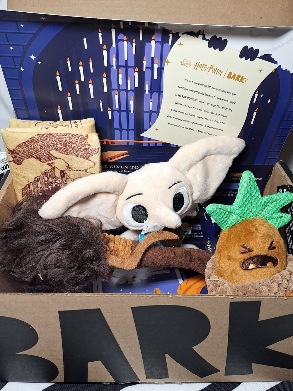 NWT Bark BarkBox Harry Potter Theme with 4 Dog Toys XS-S